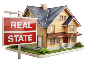 house for sale sign isolated on white background