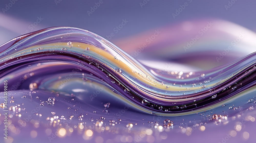 Aufkleber colorful abstract waves with bubbles on a soft gradient background.