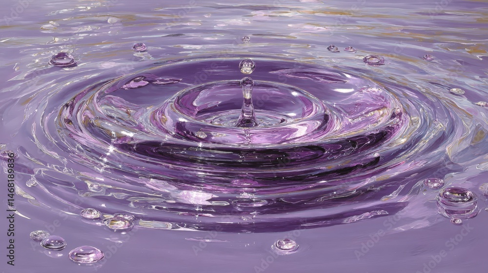 Poster abstract water ripple patterns with a purple hue create a tranquil and artistic effect.