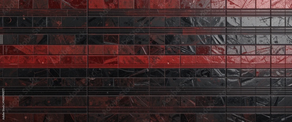 Poster abstract red and black linear tile pattern modern geometric design texture