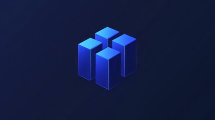 Naklejka premium Abstract 3D rendering of four blue cubes forming a cohesive structure against a dark blue background