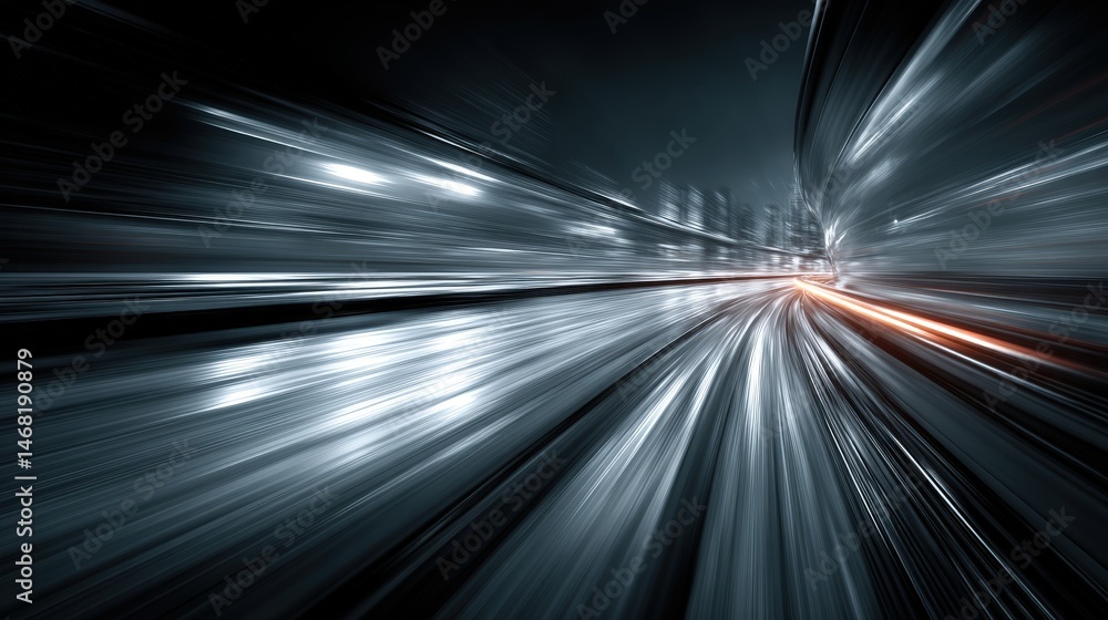 Poster abstract motion blur of lights creating a dynamic urban scene at night.