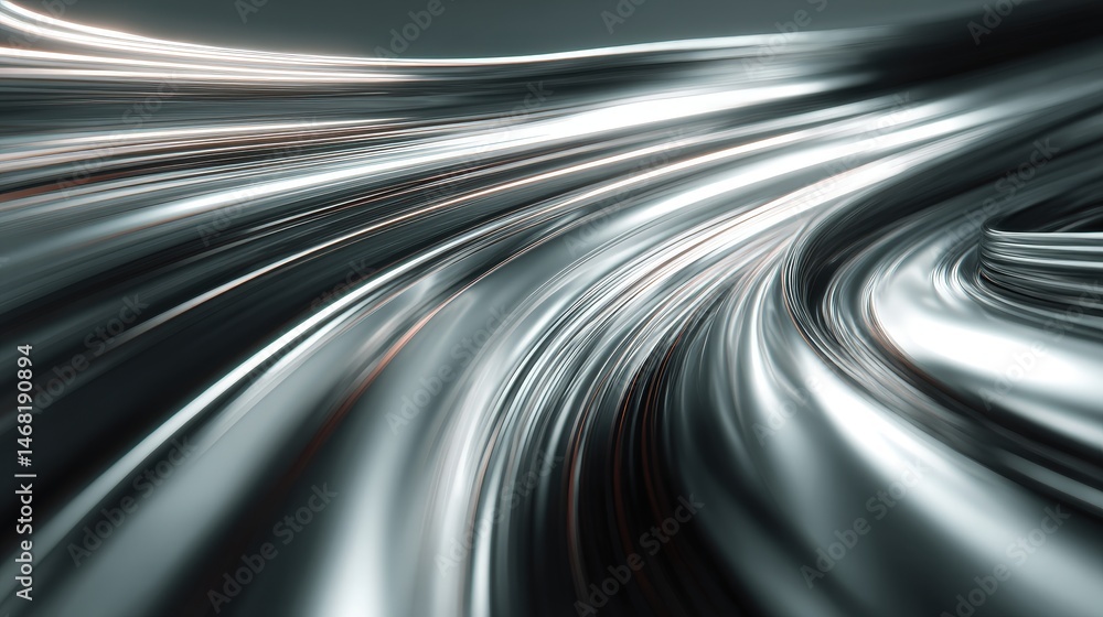 Poster abstract metallic waves create a dynamic, flowing visual effect.