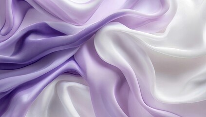 Obraz premium Soft, flowing fabric in a gradient of lavender and white. Draped in smooth, elegant folds