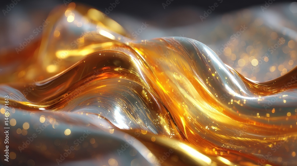 Poster shimmering waves of gold and silver create a mesmerizing abstract pattern.