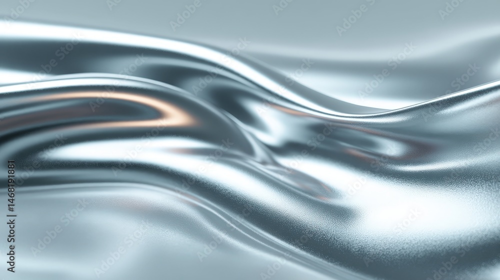 Poster shimmering silver waves create a smooth, fluid texture with a glossy finish.