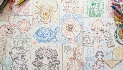 Colorful Doodle Art A Collection of Whimsical Character Sketches and Designs