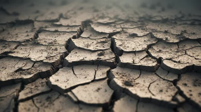 Dry and barren landscape, cracked ground, effect, concept.