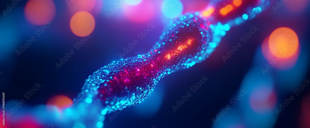 Aufkleber abstract representation of digital fiber optic with colorful glowing nodes