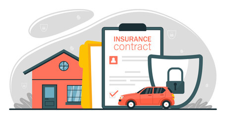 Property Insurance Policy Scene with House and Car