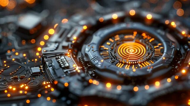Futuristic circuitry glows with raw power
