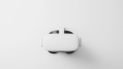 Minimalist Overhead Shot of a Modern White VR Headset on White Background