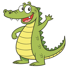 cartoon alligator friendly expression bright gre