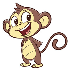 cartoon monkey character cheerful expression big