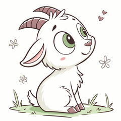 cute baby goat illustration watercolor style sof