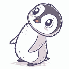 cute baby penguin big adorable eyes round fluffy