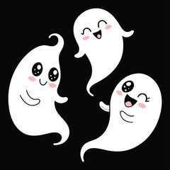 cute cartoon ghosts white spectral shapes varied
