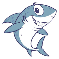 Fototapeta premium cute cartoon shark watercolor painting big smile
