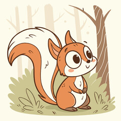 cute cartoon squirrel big expressive eyes fluffy