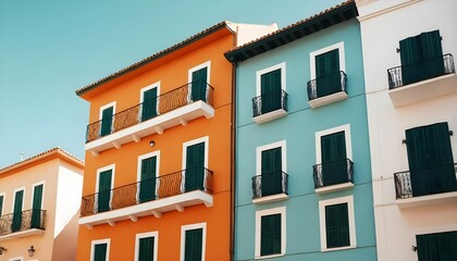 Obraz premium Colorful Mediterranean Buildings with Balconies