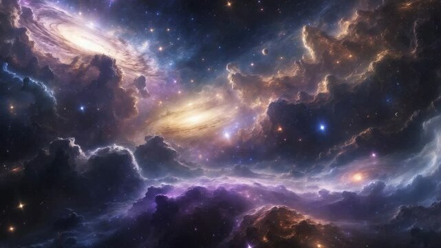 Cosmic art, science fiction wallpaper illustrating the beauty of deep space, featuring billions of galaxies in the universe, elements supplied by Ai