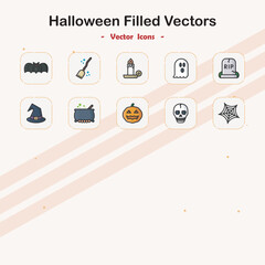Collection of Halloween-Themed Filled Vector Icons