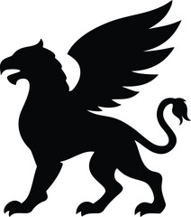 Griffin in Black and White Vector | Bold Mythical Creature Illustration Featuring a Majestic Griffin in Monochrome for Logos, Tattoos, and Fantasy Art