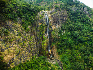 Spectacular drone footage of Diyaluma Waterfall, Sri Lanka's stunning natural wonder. Captured from...