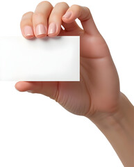 Front View of Female Hand Holding Blank Card