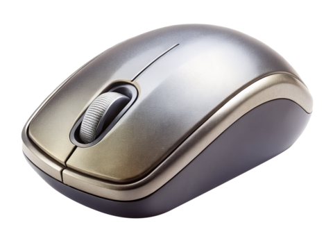 Ergonomic Wireless Computer Mouse with Scroll Wheel on White Background