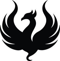 Ornamental Phoenix in Flames | Elegant Rising Phoenix Vector with Decorative Fire Elements, Perfect for Rebirth Symbolism, Ink Art, and Mythological Designs