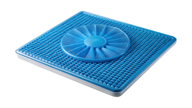 Blue Seat Cushion with Rotating Disc and Textured Surface for Comfort
