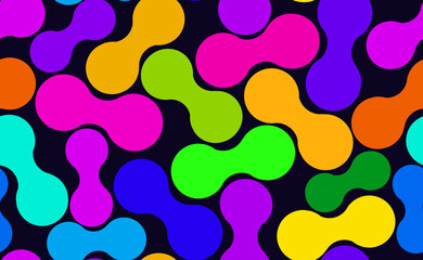 Seamless Modern Fluid Shape Print with Dynamic Interlocking Forms and Colorful Geometric Cell Design for Wallpaper, Digital Art, and Playful Products