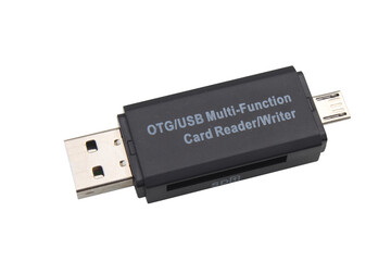 otg usb card reader isolated on transparent background