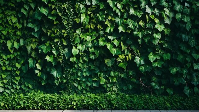 Climbing foliage-covered green wall.