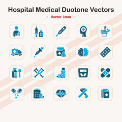 Collection of Hospital Medical Duotone Icons