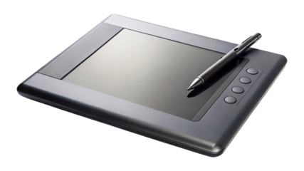 Professional graphic design tablet with pen and buttons for digital artistry