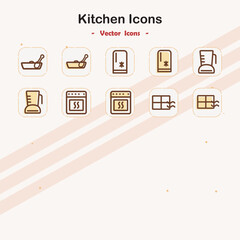 Kitchen Icons A Set of Cooking Appliances and Utensils