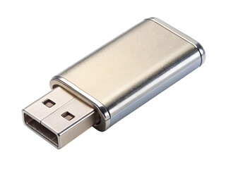 Isolated Image of a Metallic USB Flash Drive with Silver Components