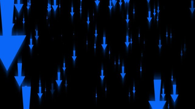 Abstract Downward Arrows Animation on Black Background