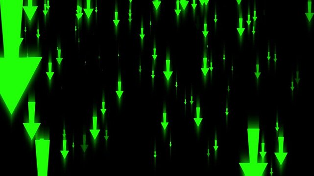 Abstract Downward Arrows Animation on Black Background