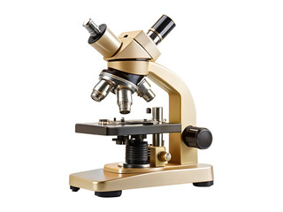 A golden microscope ready for scientific exploration and optical experimentation and research