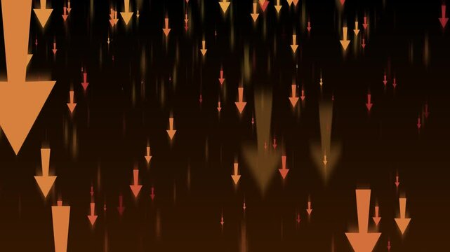 Abstract Downward Arrows Animation on Dark Background, Creating a sense of movement and direction