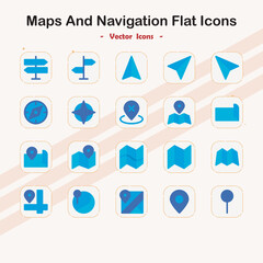 Maps and Navigation Flat Icon Set