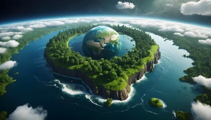 Fototapeta premium Earth Island A Green Paradise