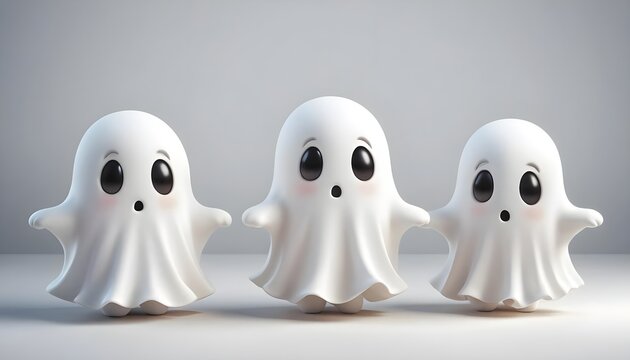 Three Cute Cartoon Ghosts
