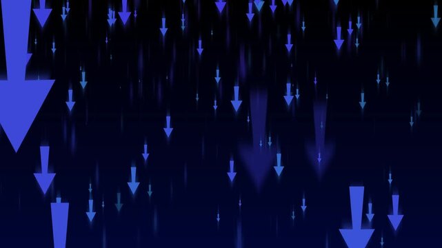 Abstract Downward Arrows Animation on Dark Background, Creating a sense of movement and direction