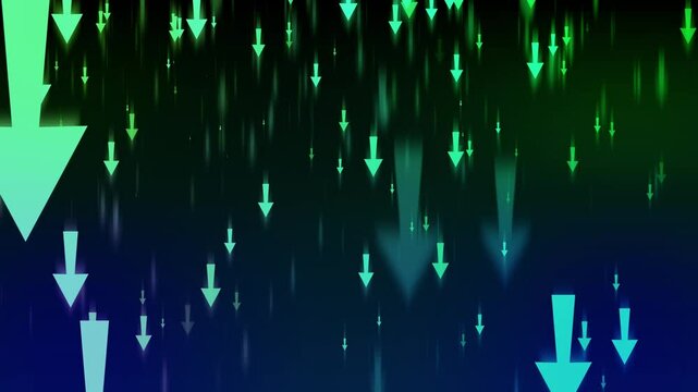Abstract Downward Arrows Animation on Dark Background, Creating a sense of movement and direction