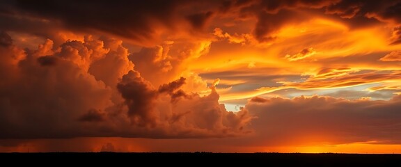 Fototapeta premium sun is setting behind a cloud filled sky
