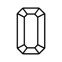Emerald cut gemstone outline in minimalistic style, icon, vector  